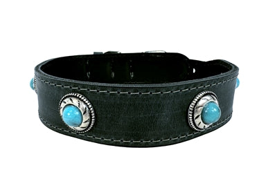 Sazzz Zzzsazzz Halsband Hond Boho Treasure Stone Vintage Leer Antraciet